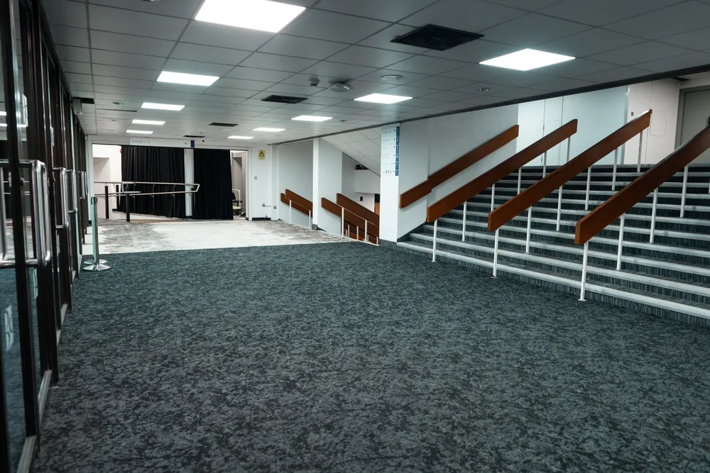 Carpet tiles fitted through a corridor at the Brighton Centre