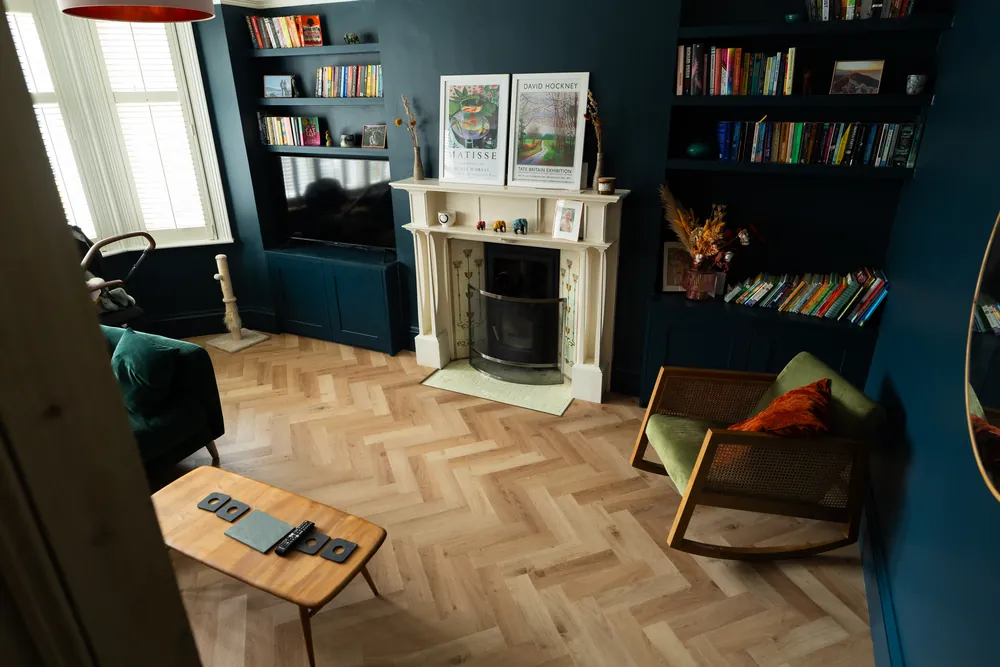 Herringbone LVT through a lounge in Eastbourne